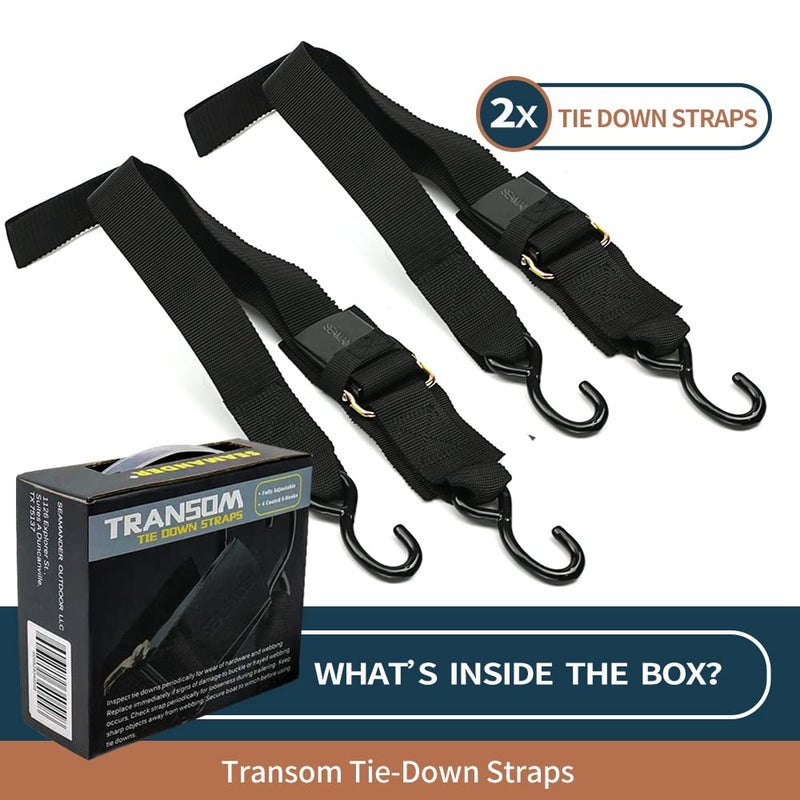 Seamander Boat Tie Down Straps to Trailer- Marine Grade Transom Tie Downs 2inch x 48inch Adjustable Boat Trailer Straps for Boat, Jet Ski, & More - Image 5